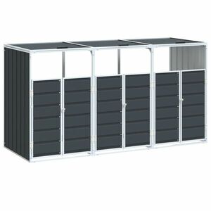 vidaXL antracit acél kerekes tároló 3 szemeteskukához 216 x 81 x 115cm kép