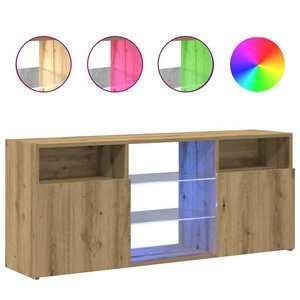 vidaXL kézműves tölgy szerelt fa TV-szekrény LED-ekkel 120x30x50 cm kép