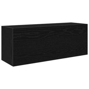 vidaXL fekete szerelt fa fali fürdőszobaszekrény 80x25x30 cm kép