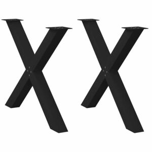 vidaXL 2 db fekete acél étkezőasztal lábak X-alakú 90x(72-73) cm kép
