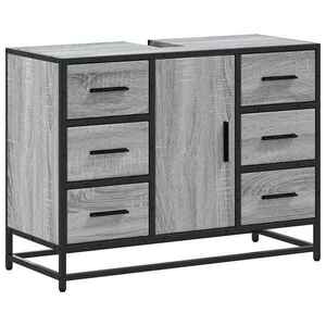 vidaXL szürke sonoma szerelt fa fürdőszobai mosdószekrény 80x33x60 cm kép
