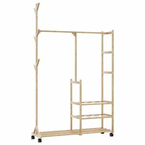 vidaXL bambusz ruhaállvány polcokkal és kerekekkel 100x38x175, 5 cm kép