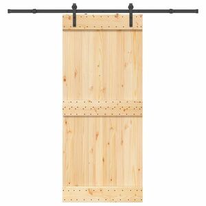 vidaXL tömör fenyőfa tolóajtó fémszerelékszettel 90 x 210 cm kép