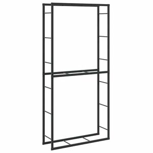 vidaXL tűzifa állvány Fekete 100x30x209 cm Acél kép
