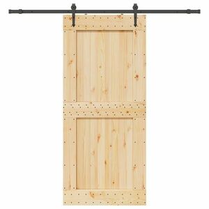 vidaXL tömör fenyőfa tolóajtó fémszerelékszettel 100 x 210 cm kép