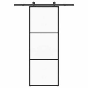 vidaXL ESG üveg és alumínium tolóajtó fémszerelvény-szettel 76x205 cm kép