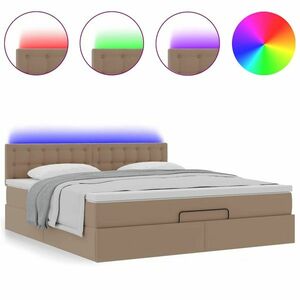 vidaXL cappuccino műbőr ottomán ágy matracokkal & LED-ek 180x200cm kép