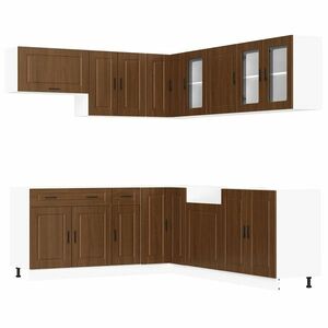 vidaXL 11 darabos konyhaszekrény szett Porto barna tölgy műfa kép