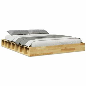 vidaXL ágykeret matrac nélkül 135x190 cm tömör fa tölgyfa kép