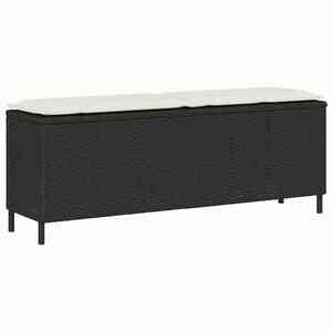 vidaXL fekete polyrattan kerti pad párnával 110x30x40, 5 cm kép