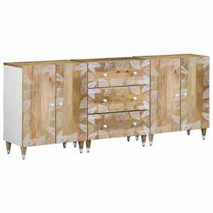 vidaXL 3 db tömör mangófa tálalószekrény 60 x 33, 5 x 75 cm kép