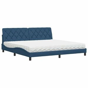 vidaXL kék szövet ágy matraccal 200x200 cm kép