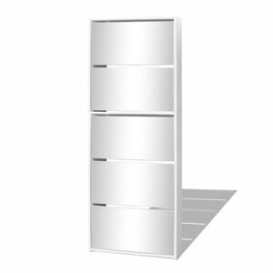 vidaXL fehér 5 szintes tükrös cipőszekrény 63 x 17 x 169, 5 cm kép