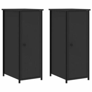 vidaXL 2 db fekete szerelt fa éjjeliszekrény 32 x 42 x 80 cm kép