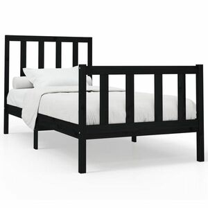 vidaXL fekete tömör fenyőfa ágykeret 100 x 200 cm kép