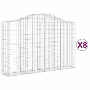 vidaXL 8 db íves horganyzott vas gabion kosár 200x30x120/140 cm kép