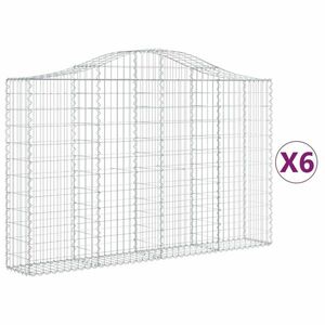 vidaXL 6 db íves horganyzott vas gabion kosár 200x30x120/140 cm kép