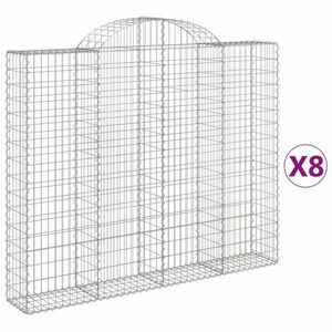 vidaXL 8 db íves horganyzott vas gabion kosár 200x30x160/180 cm kép