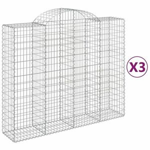 vidaXL 3 db íves horganyzott vas gabion kosár 200x50x160/180 cm kép