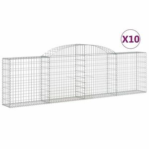 vidaXL 10 db íves horganyzott vas gabion kosár 300x30x80/100 cm kép