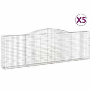 vidaXL 5 db íves horganyzott vas gabion kosár 400x30x120/140 cm kép