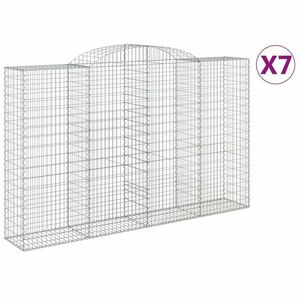 vidaXL 7 db íves horganyzott vas gabion kosár 300x50x180/200 cm kép