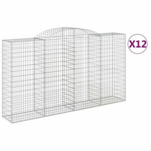 vidaXL 12 db íves horganyzott vas gabion kosár 300x50x160/180 cm kép