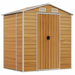 vidaXL világosbarna horganyzott acél kerti fészer 191 x 130 x 198 cm kép