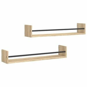 vidaXL 2 db sonoma tölgy fali polc rúddal 80 x 16 x 14 cm kép