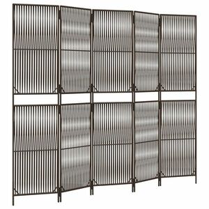 vidaXL barna 5-paneles polyrattan térelválasztó kép