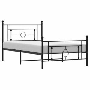Fekete fém ágykeret fej- és lábtámlával 107 x 203 cm kép