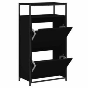 vidaXL fekete szerelt fa cipőszekrény 60x34x112 cm kép