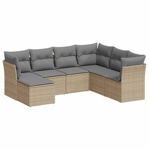 vidaXL 7 részes bézs polyrattan kerti ülőgarnitúra párnákkal kép