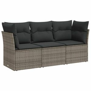 vidaXL 3 részes szürke polyrattan kerti ülőgarnitúra párnákkal kép