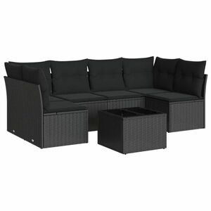 vidaXL 7 részes fekete polyrattan kerti ülőgarnitúra párnával kép