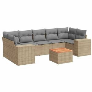 vidaXL 8 részes bézs polyrattan kerti ülőgarnitúra párnával kép