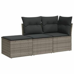 vidaXL 3 részes szürke polyrattan kerti ülőgarnitúra párnákkal kép