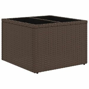 vidaXL barna polyrattan üveglapos kerti asztal 55 x 55 x 37 cm kép