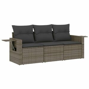 vidaXL 3 részes szürke polyrattan kerti ülőgarnitúra párnákkal kép