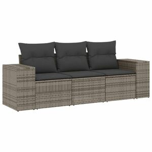 vidaXL 3 részes szürke polyrattan kerti ülőgarnitúra párnákkal kép