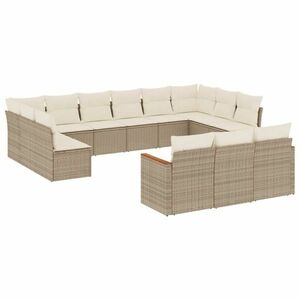 vidaXL 13 részes bézs polyrattan kerti ülőgarnitúra párnákkal kép