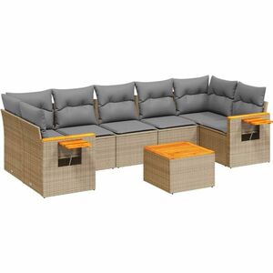vidaXL 8 részes bézs polyrattan kerti ülőgarnitúra párnával kép