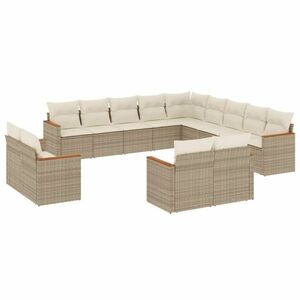 vidaXL 13 részes bézs polyrattan kerti ülőgarnitúra párnákkal kép