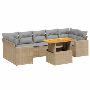 vidaXL 8 részes bézs polyrattan kerti ülőgarnitúra párnával kép