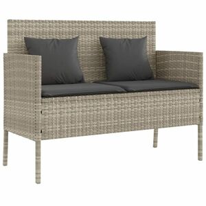 vidaXL világosszürke polyrattan kerti pad párnákkal kép