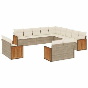vidaXL 13 részes bézs polyrattan kerti ülőgarnitúra párnákkal kép