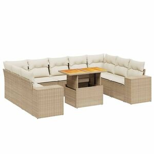 vidaXL 10 részes bézs polyrattan kerti ülőgarnitúra párnával kép
