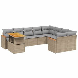 vidaXL 10 részes bézs polyrattan kerti ülőgarnitúra párnával kép