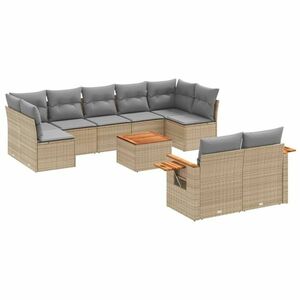 vidaXL 10 részes bézs polyrattan kerti ülőgarnitúra párnával kép