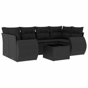 vidaXL 7 részes fekete polyrattan kerti ülőgarnitúra párnával kép